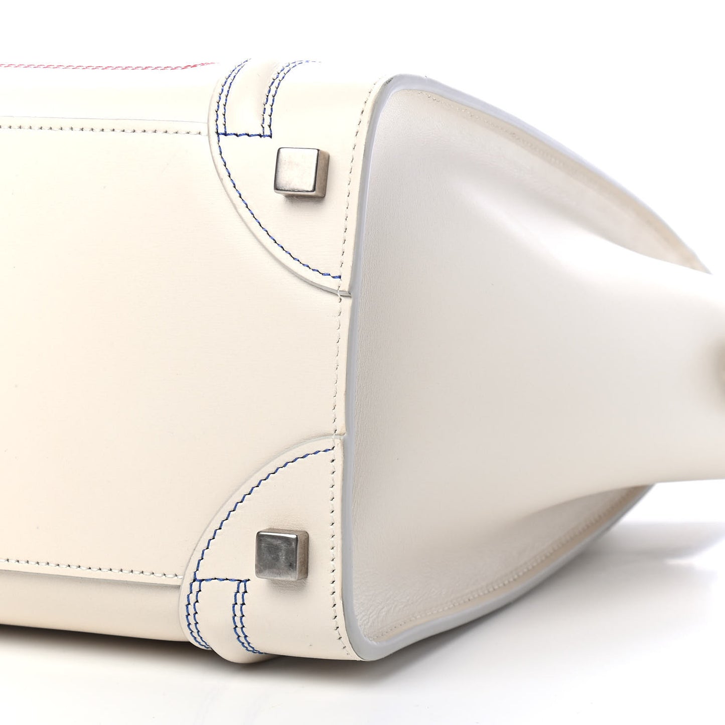 Smooth Calfskin Multicolor Double Stitching Micro Luggage White