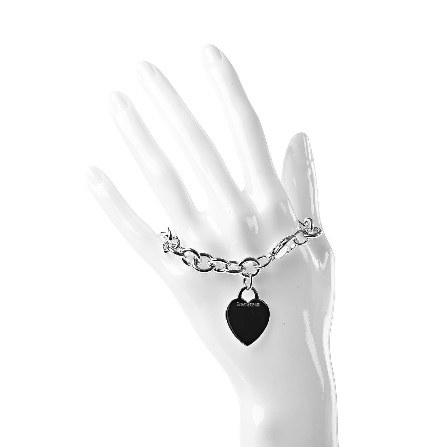 Sterling Silver Heart Tag Charm Bracelet