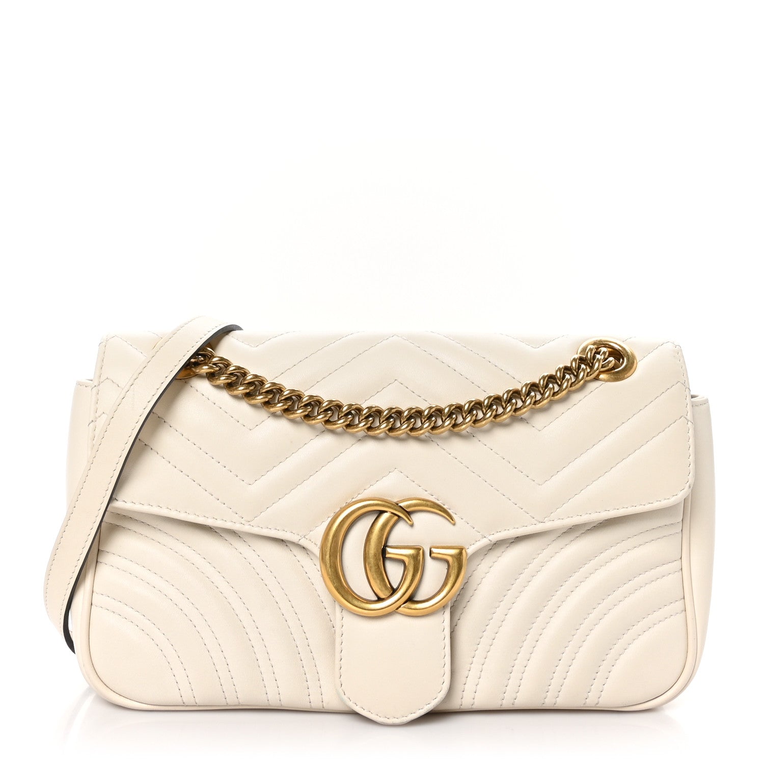 Gucci Calfskin Matelasse Small GG Marmont Shoulder Bag White 1 of 10