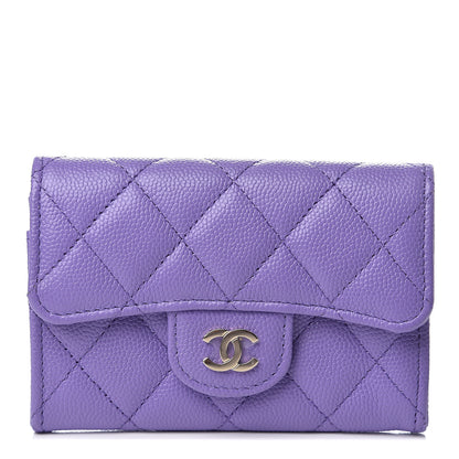 Chanel Caviar Quilted Flap Card Holder Wallet Purple 1 of 7