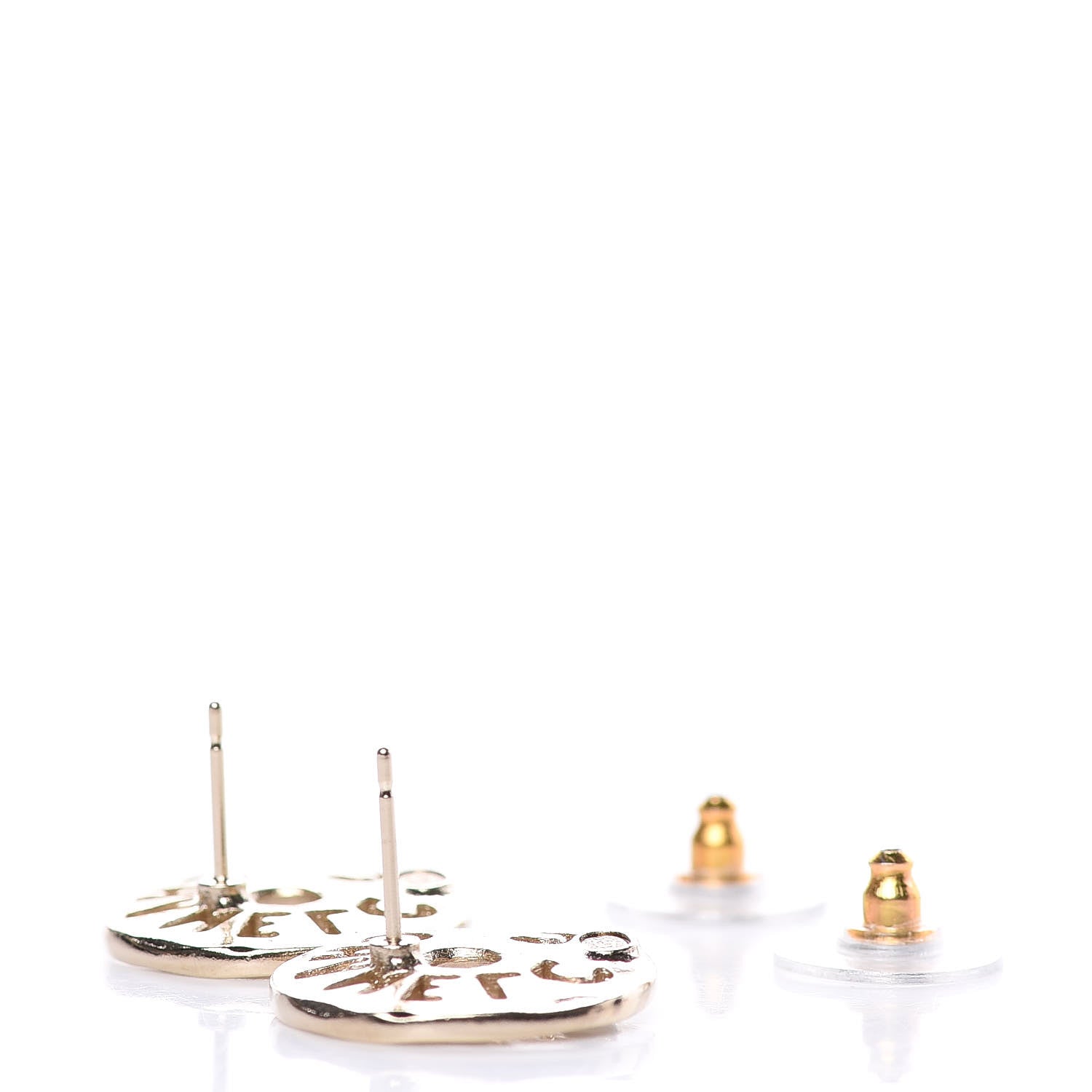 Chanel Crystal Pearl Papyrus Stud Earrings Gold Grey 4 of 5