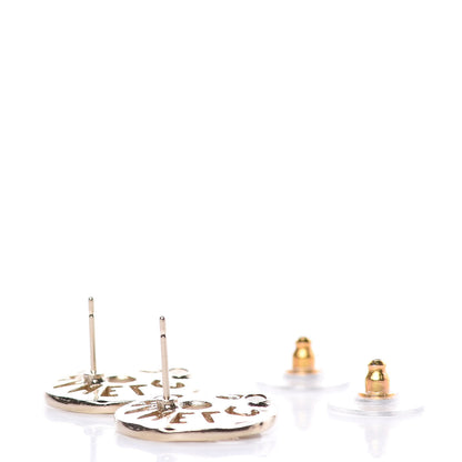 Chanel Crystal Pearl Papyrus Stud Earrings Gold Grey 4 of 5