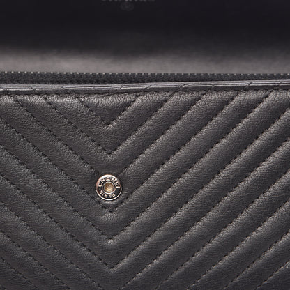 Chanel Calfskin Chevron Quilted Boy Flap Wallet Black 9 of 12