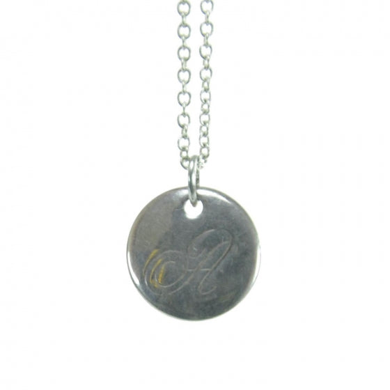 Tiffany Sterling Silver Letter A Round Pendant Necklace 1 of 3