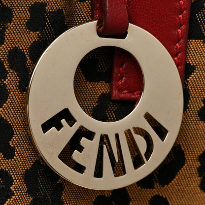 Fendi Jacquard Leopard Print Shopping Tote Brown Red 9 of 9