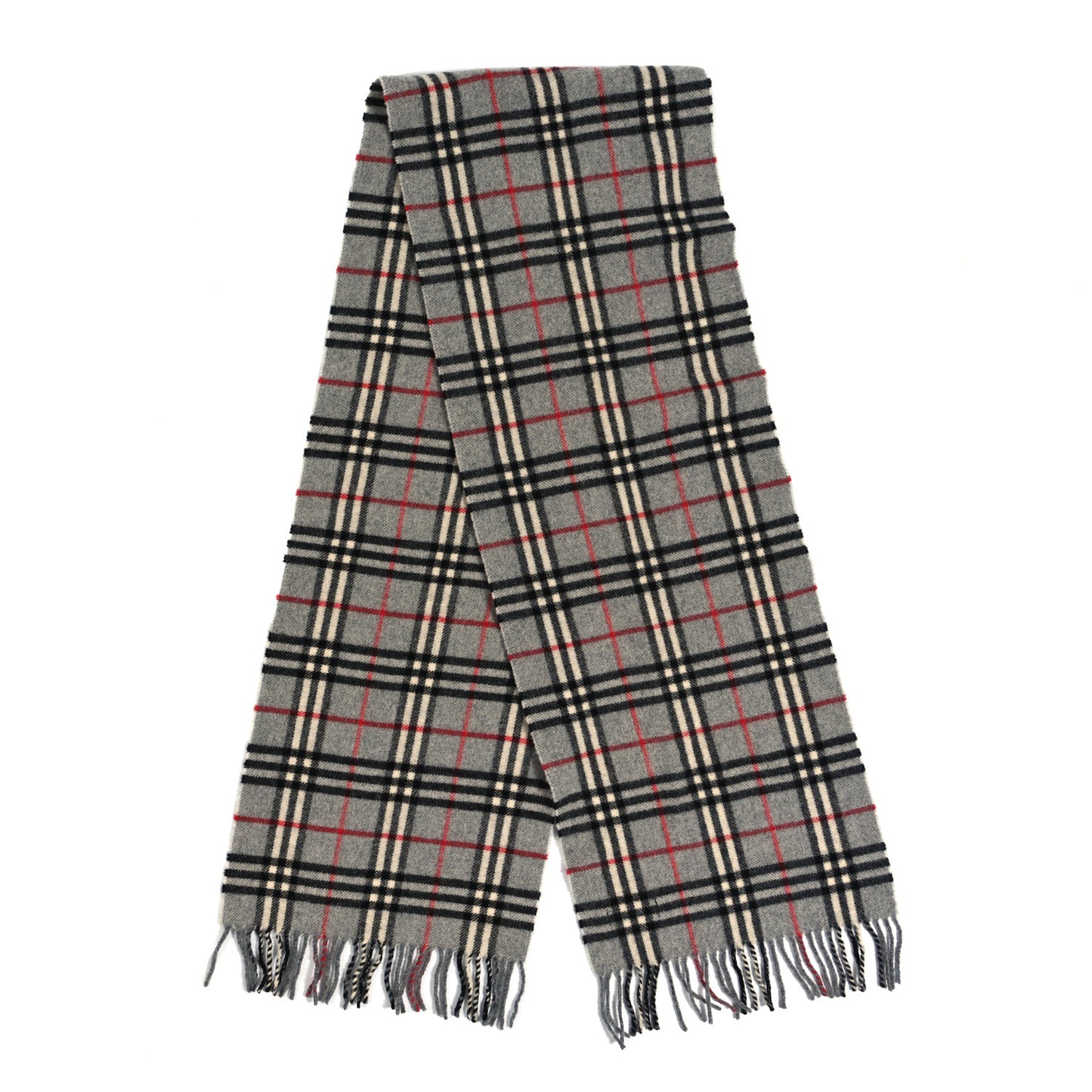 Lambswool House Check Fringe Scarf Grey