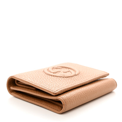 Gucci Pebbled Calfskin Soho Compact Flap Wallet Camelia 4 of 10