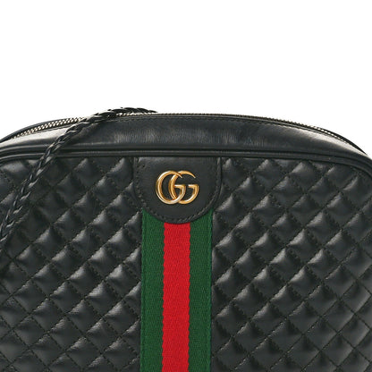 Gucci Calfskin Web Trapuntata Small GG Shoulder Bag Black 8 of 12