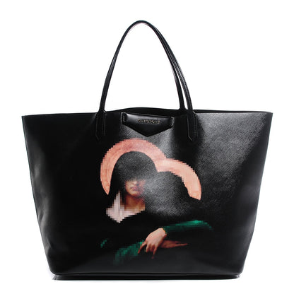 Givenchy Textured Coated Canvas Pixel Madonna Print Large Antigona Tote Black 1 of 8