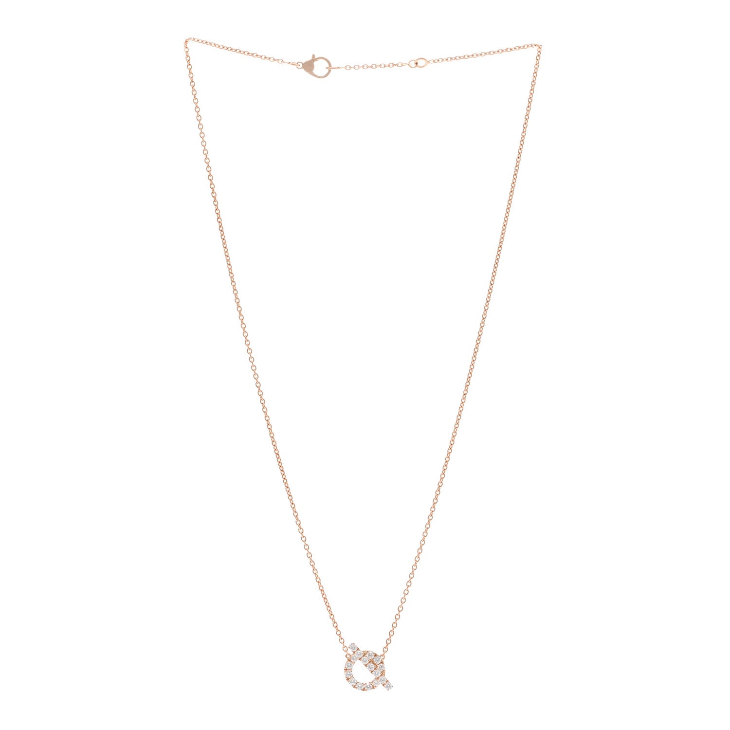 Hermes 18K Rose Gold Diamond Finesse Pendant Necklace 3 of 5