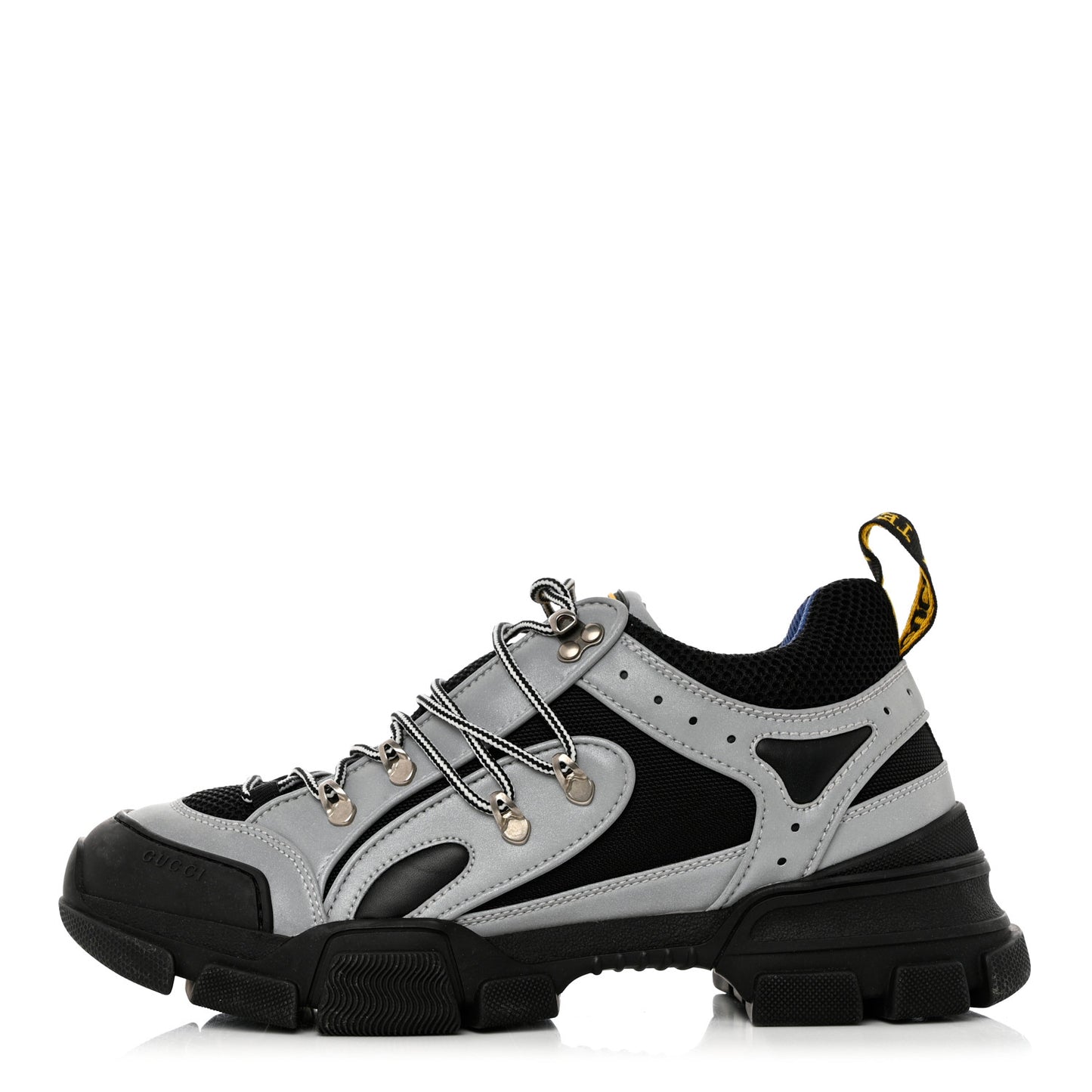 X SEGA Mesh Technical Canvas Calfskin Reflective Mens Flashtrek Sneakers 10.5 Silver Black