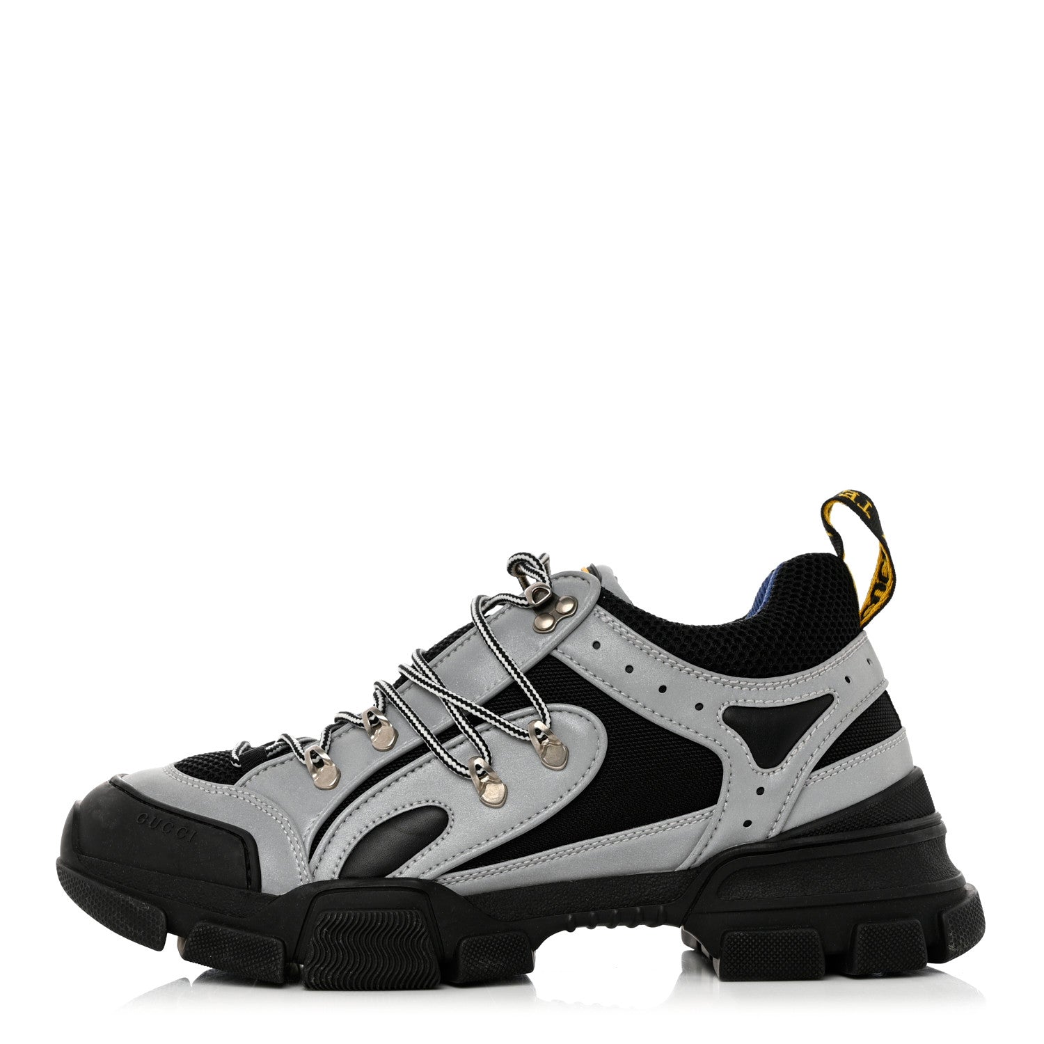 Gucci X SEGA Mesh Technical Canvas Calfskin Reflective Mens Flashtrek Sneakers 10.5 Silver Black 1 of 8