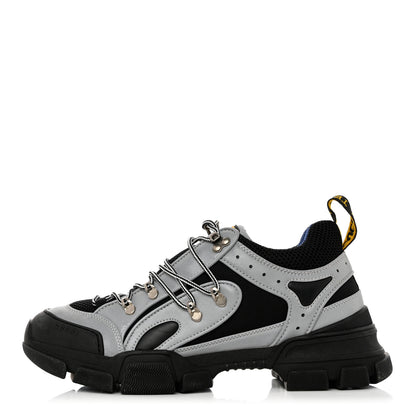 Gucci X SEGA Mesh Technical Canvas Calfskin Reflective Mens Flashtrek Sneakers 10.5 Silver Black 1 of 8