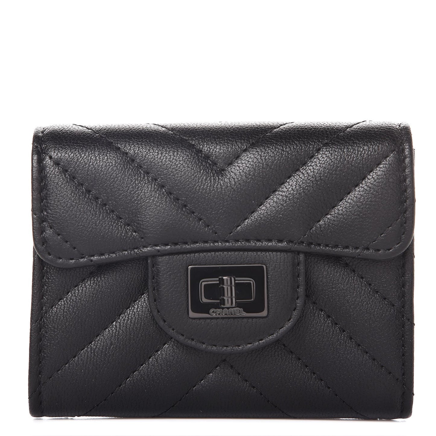 Sheepskin Chevron Quilted Reissue Card Holder Wallet So Black