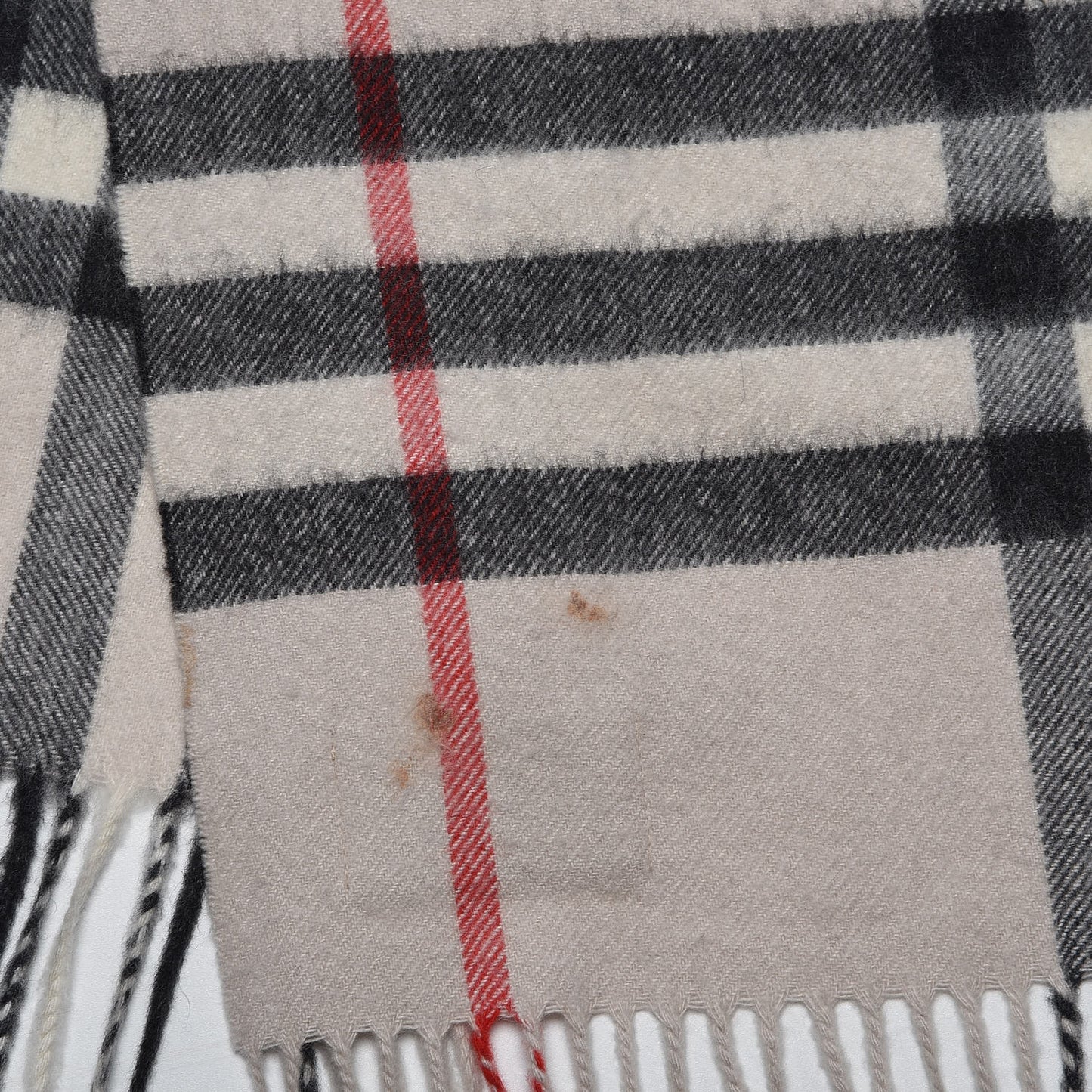 Cashmere Check Fringe Scarf Stone