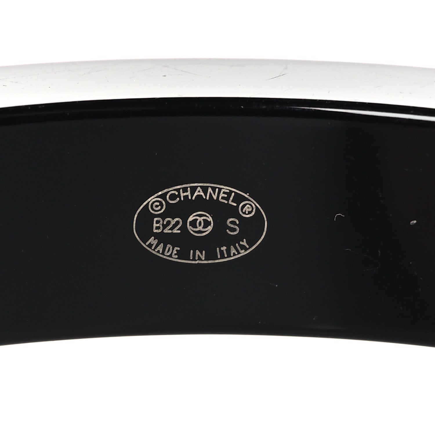 Chanel Resin Logo Bangle Bracelet Pink Black 4 of 4