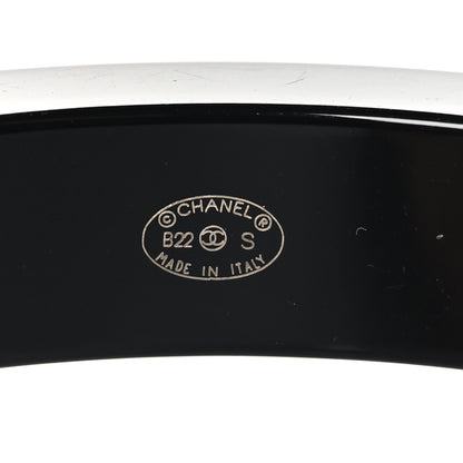 Chanel Resin Logo Bangle Bracelet Pink Black 4 of 4