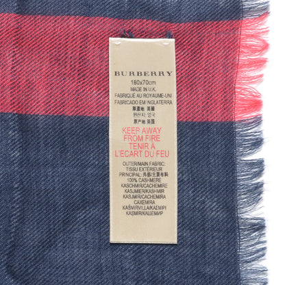 Burberry Cashmere Mega Check Lightweight Scarf Navy 5 of 5