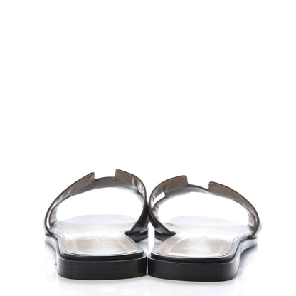 Hermes Box Calfskin Oran Sandals 38.5 Black 6 of 9