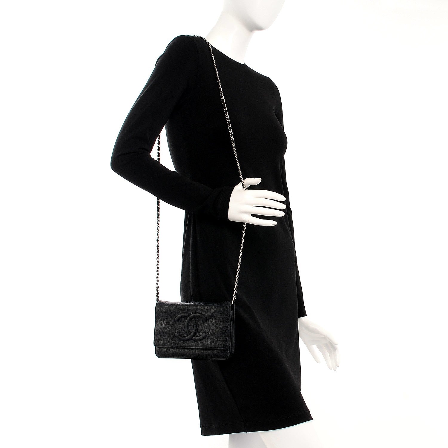 Chanel Caviar Timeless CC Wallet On Chain WOC Black 2 of 8