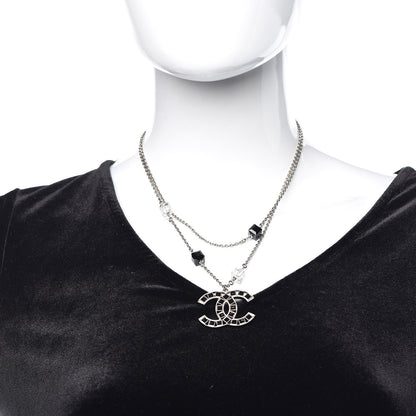 Chanel Ruthenium Baguette Crystal CC Necklace Black 2 of 6