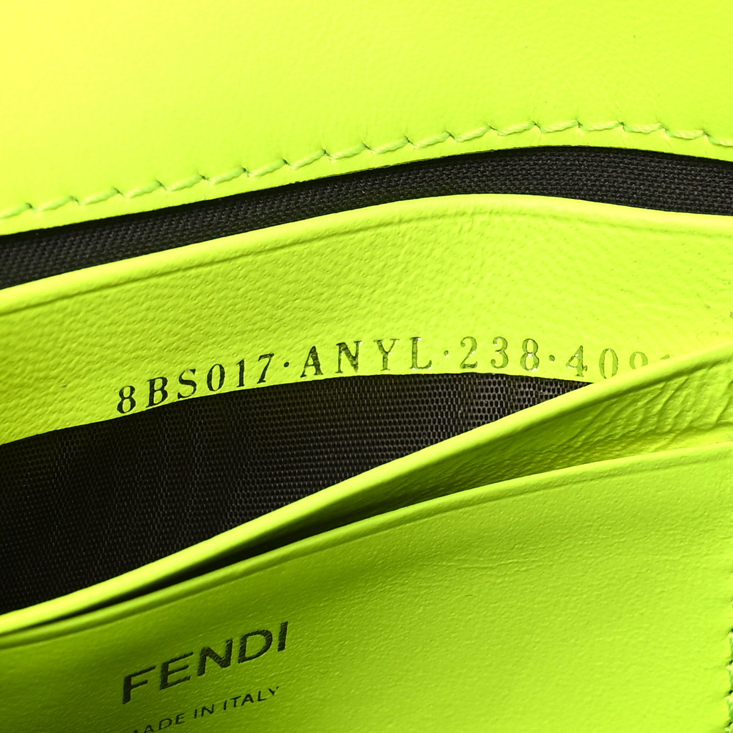 Fendi Nappa FF 1974 Embossed Mini Baguette Neon Yellow 7 of 10