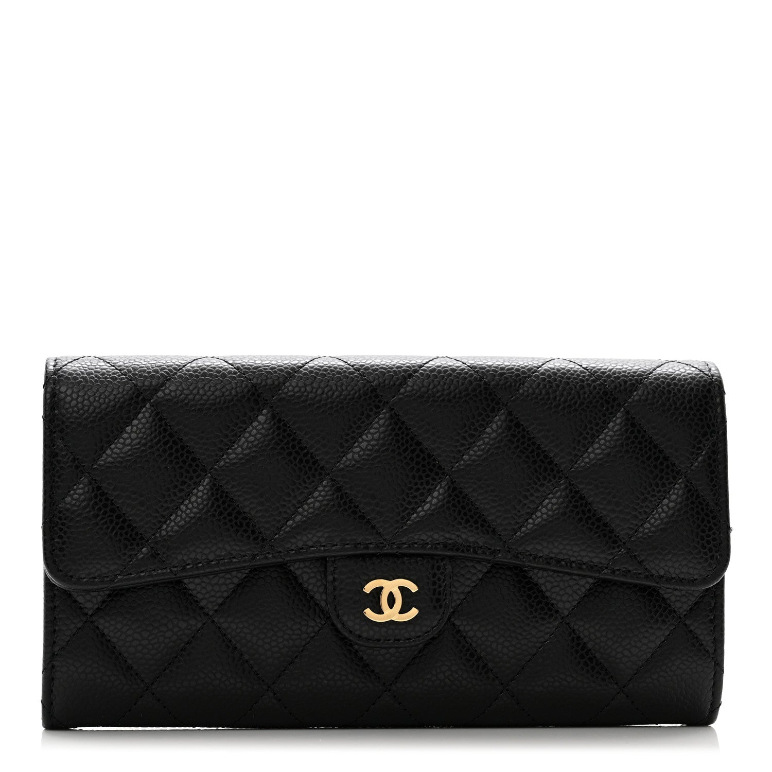 Chanel Caviar Quilted Large Gusset Flap Wallet Black 1 of 10