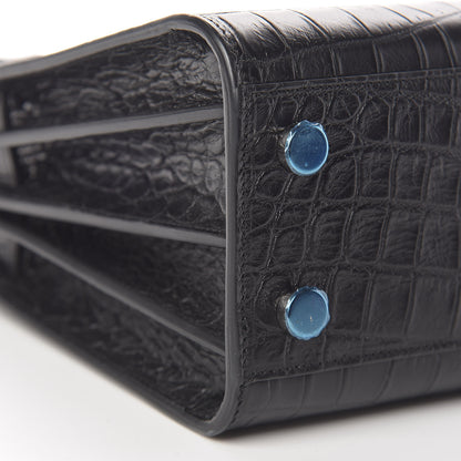 Saint Laurent Calfskin Crocodile Embossed Nano Sac De Jour Black 9 of 10