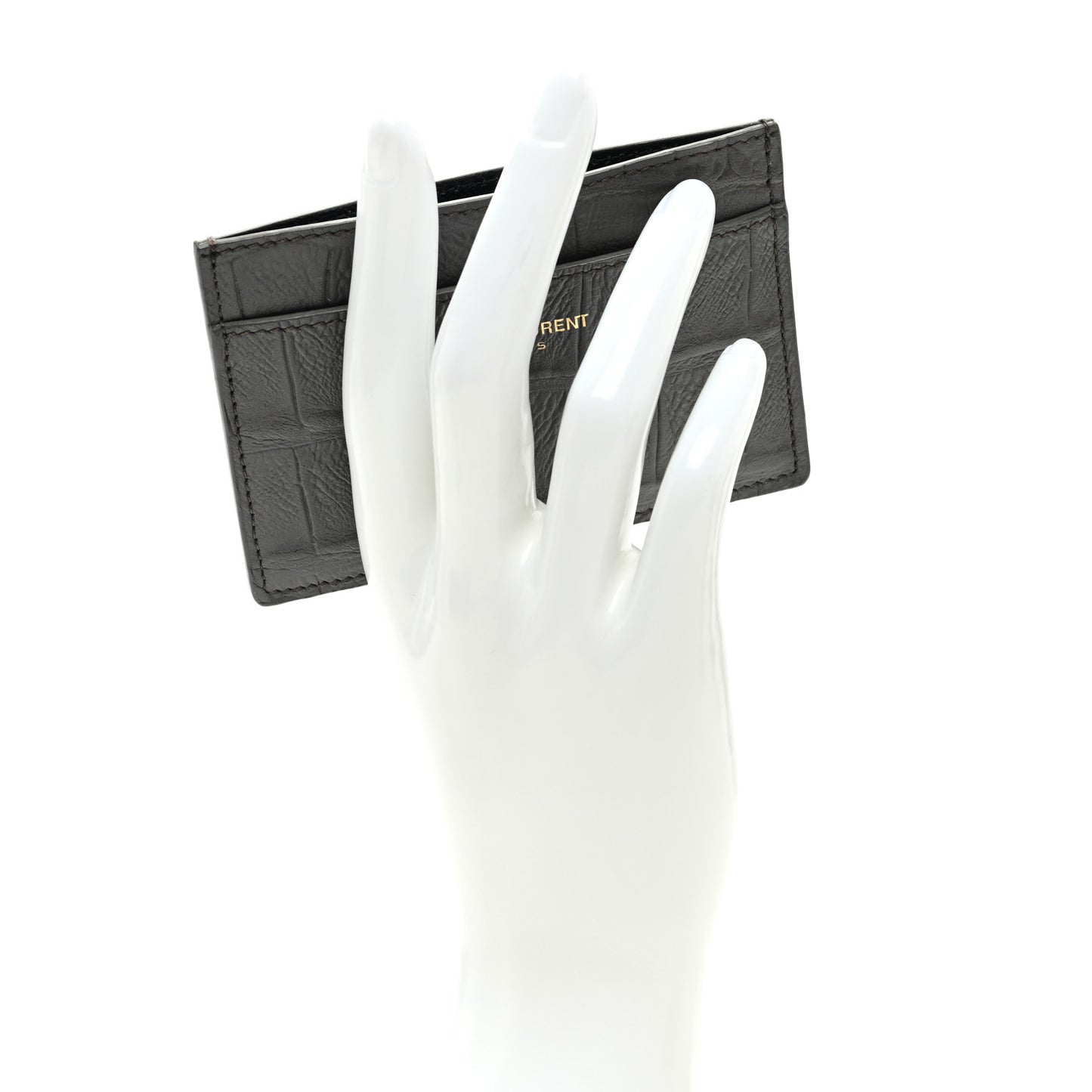 Calfskin Crocodile Embossed Cassandra Credit Card Case