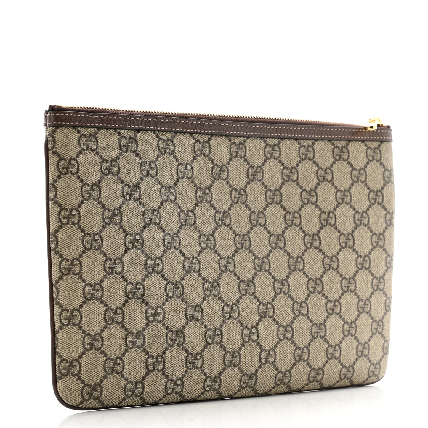 GG Supreme Monogram Large Ophidia Pouch Clutch Brown