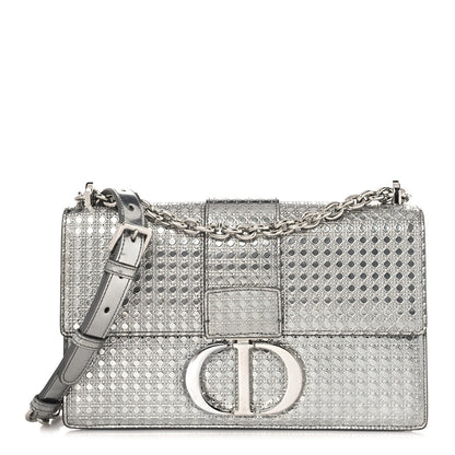 Christian Dior Metallic Patent Micro-Cannage 30 Montaigne Flap Bag Silver 1 of 10