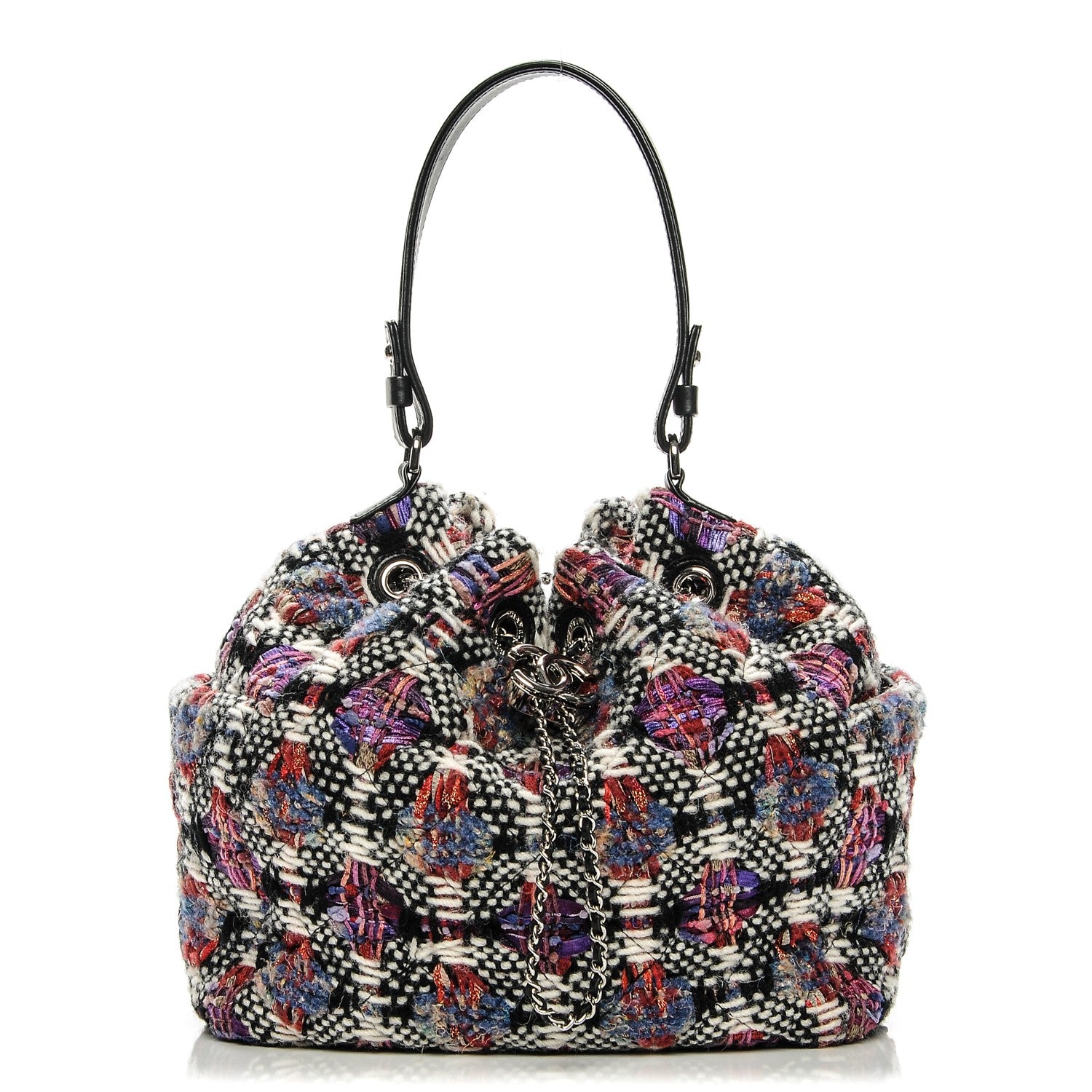 Chanel Tweed Lambskin Medium CC Chain Drawstring Tote Multicolor 1 of 8