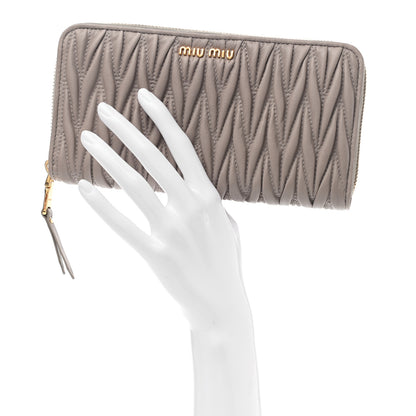 Miu Miu Matelasse Zip Around Wallet Pomice 2 of 9