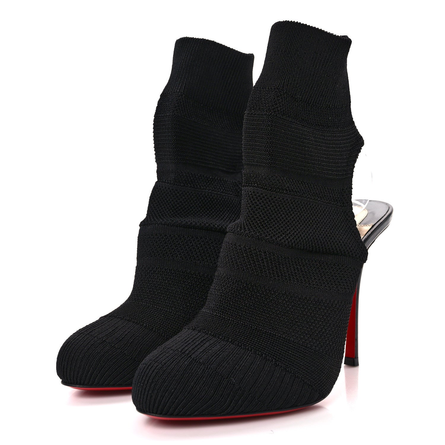 Christian Louboutin Shiny Nappa Maille Tricot Noemi 100 Ankle Boots 37.5 Black 3 of 9