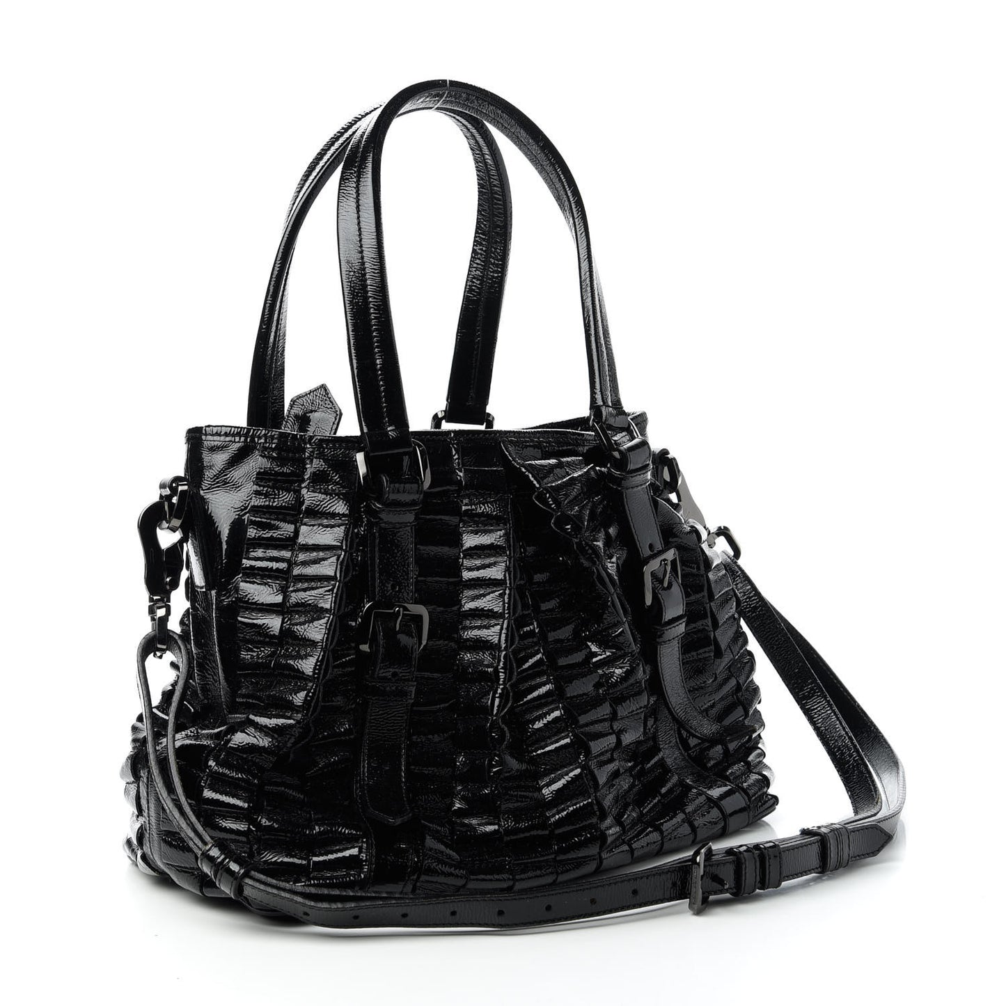 Patent Ruffled Medium Lowry Black