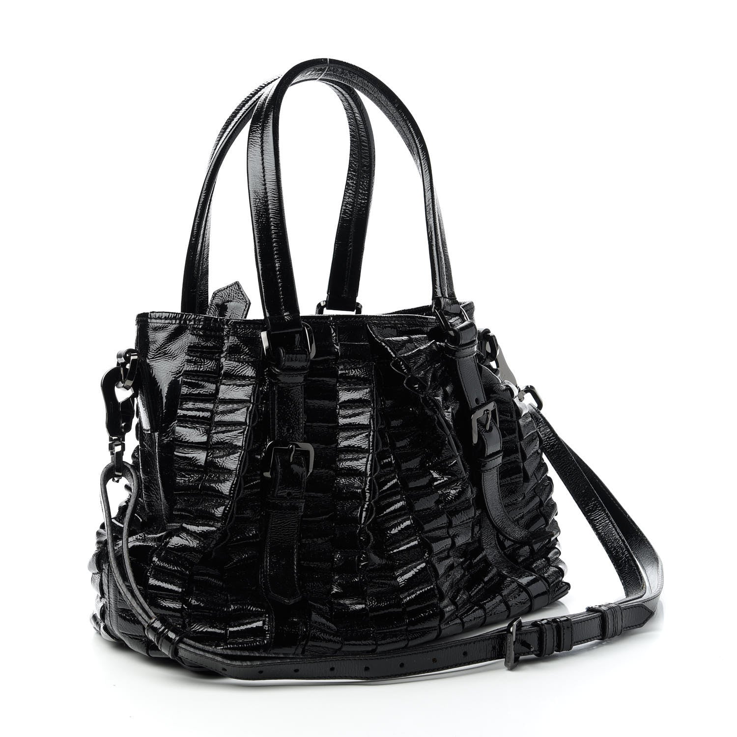 Burberry Patent Ruffled Medium Lowry Black 3 of 11
