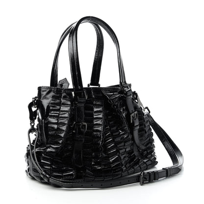 Burberry Patent Ruffled Medium Lowry Black 3 of 11