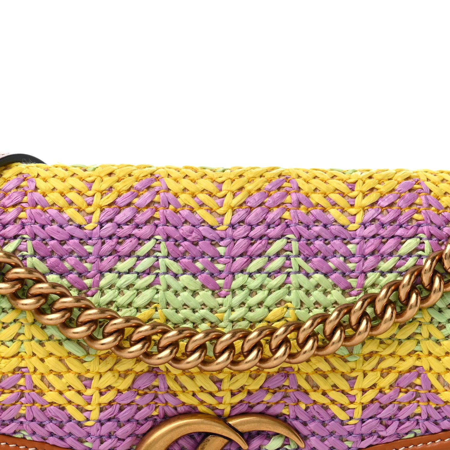 Gucci Calfskin Raffia Woven Small GG Marmont Shoulder Bag Multicolor 7 of 9