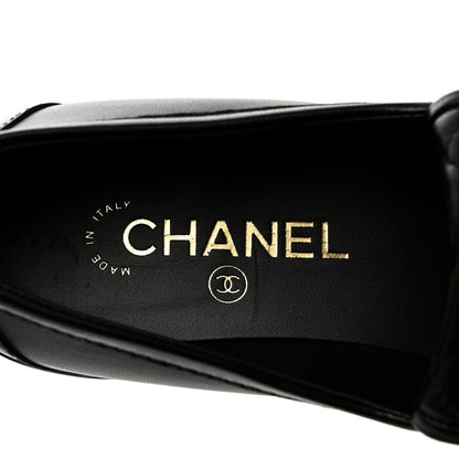 Chanel Lambskin Quilted CC Turnlock Loafers 37.5 Black 6 of 9