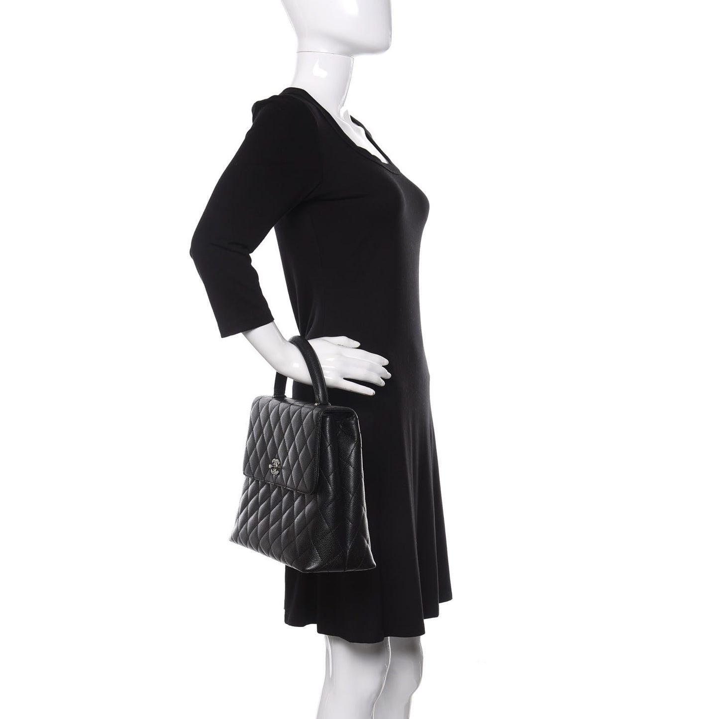 Caviar Quilted Jumbo Kelly Flap Black