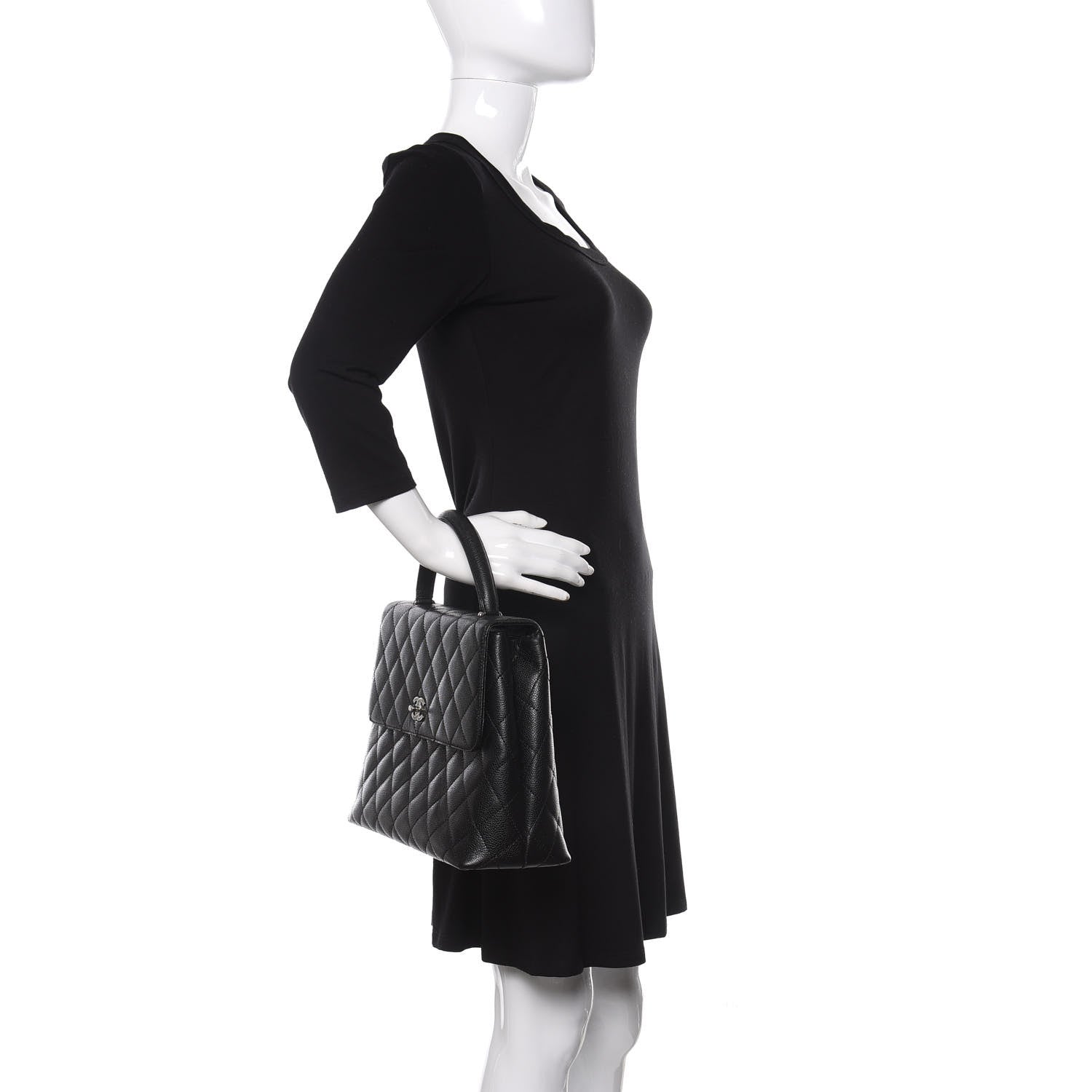 Chanel Caviar Quilted Jumbo Kelly Flap Black 2 of 12