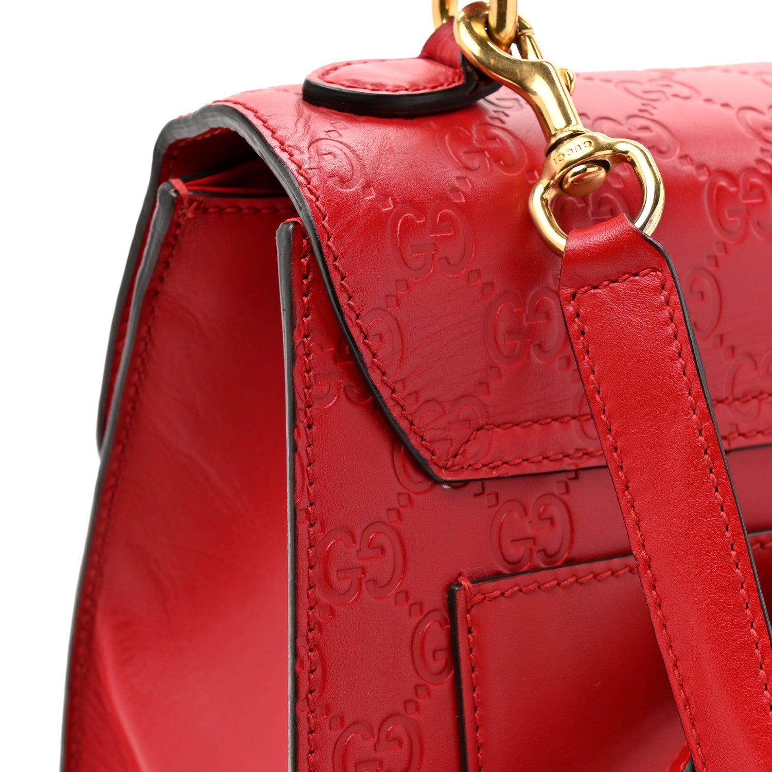 Gucci Guccissima Signature Small Padlock Top Handle Bag Hibiscus Red 16 of 17