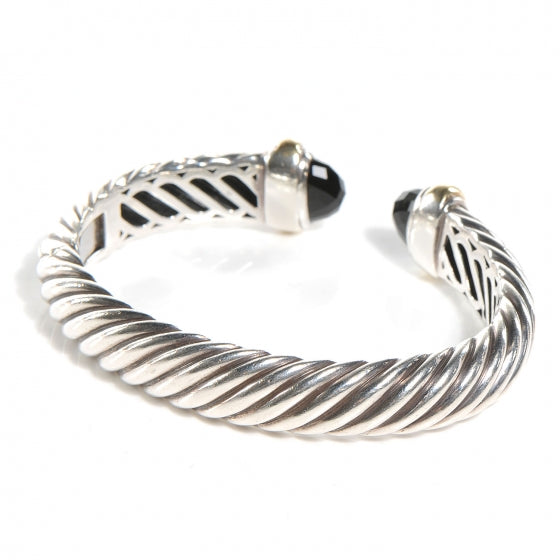 Sterling Silver 18K Yellow Gold Black Onyx 10mm Waverly Bracelet