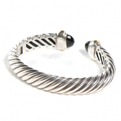 David Yurman Sterling Silver 18K Yellow Gold Black Onyx 10mm Waverly Bracelet 5 of 6