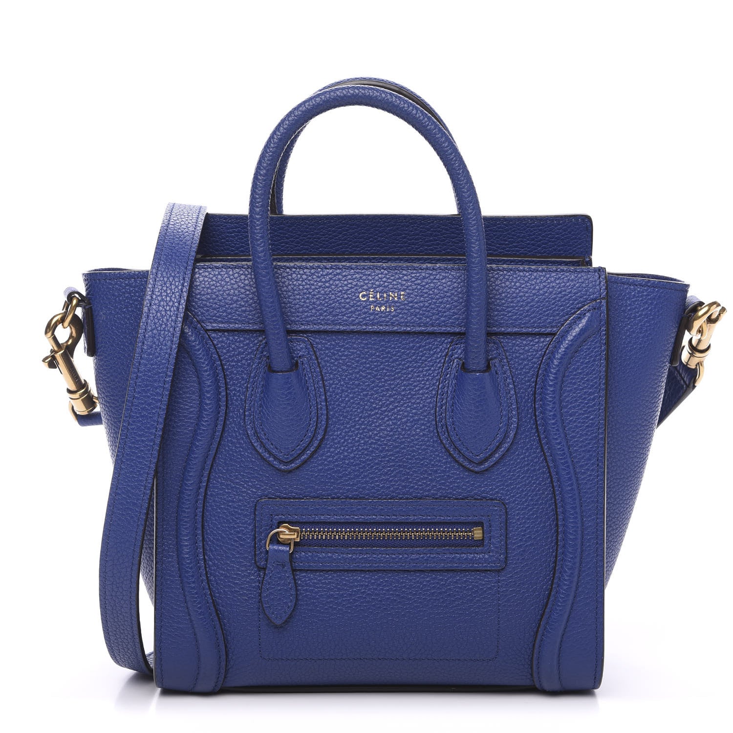 Celine Drummed Calfskin Nano Luggage Indigo 1 of 11