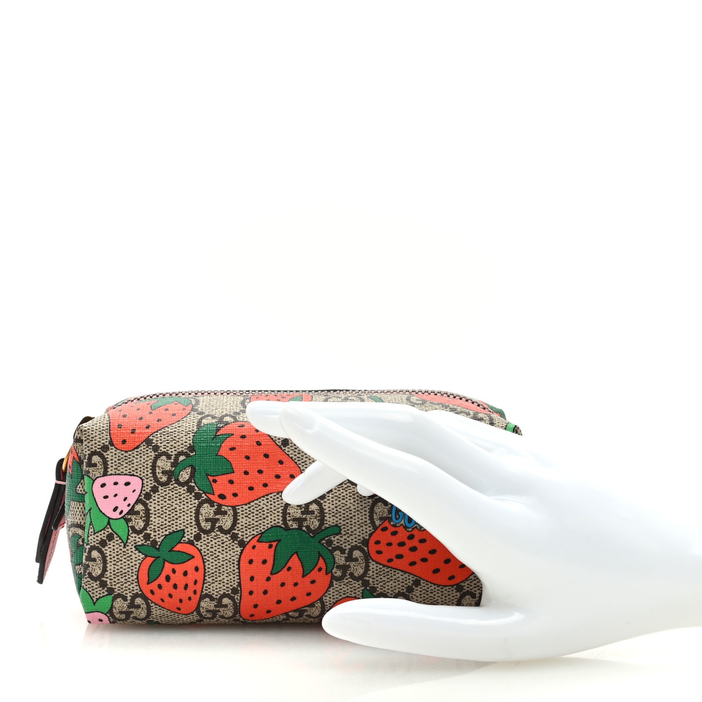 GG Supreme Monogram Strawberry Cosmetic Case