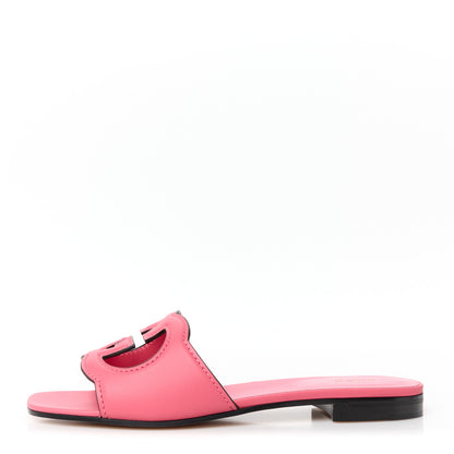 Gucci Cosmos Softy Calfskin Interlocking G Cut Out Slide Sandals 38 Rhodamine Pink 1 of 9