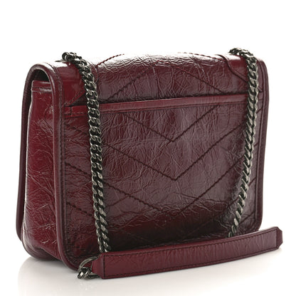 Saint Laurent Crinkled Calfskin Matelasse Monogram Niki Chain Wallet Dark Legion Red 3 of 9