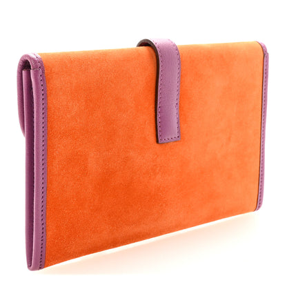 Hermes Veau Doblis Suede Chevre Mysore Mini 20 Jige Clutch Orange Cyclamen 3 of 6