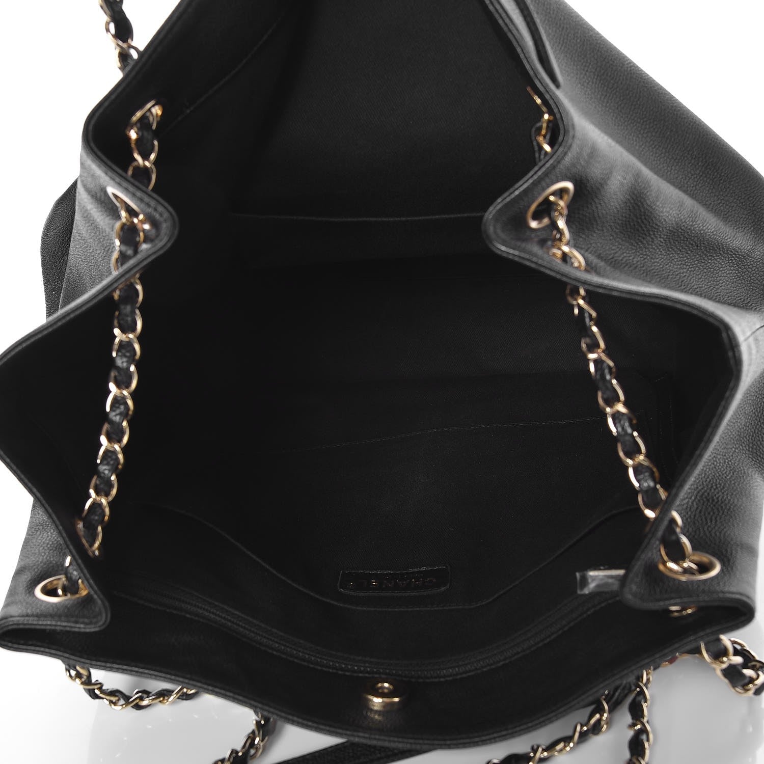 Chanel Crumpled Grained Calfskin Zip and Carry Shopping Tote Black 4 of 6